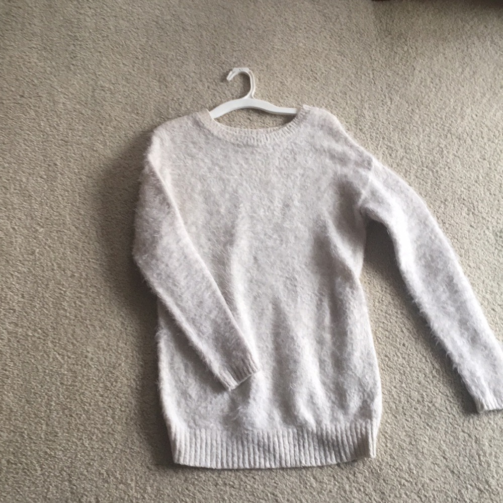 White fuzzy sweater